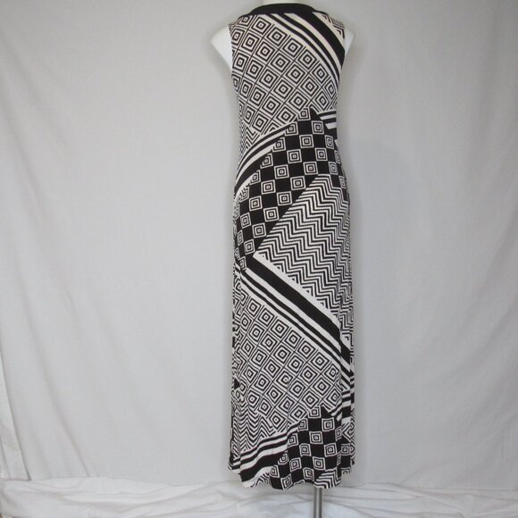 Chico's Travelers Brown White Abstract Print Sleeveless Maxi Dress Women's S 4 - Picture 4 of 9